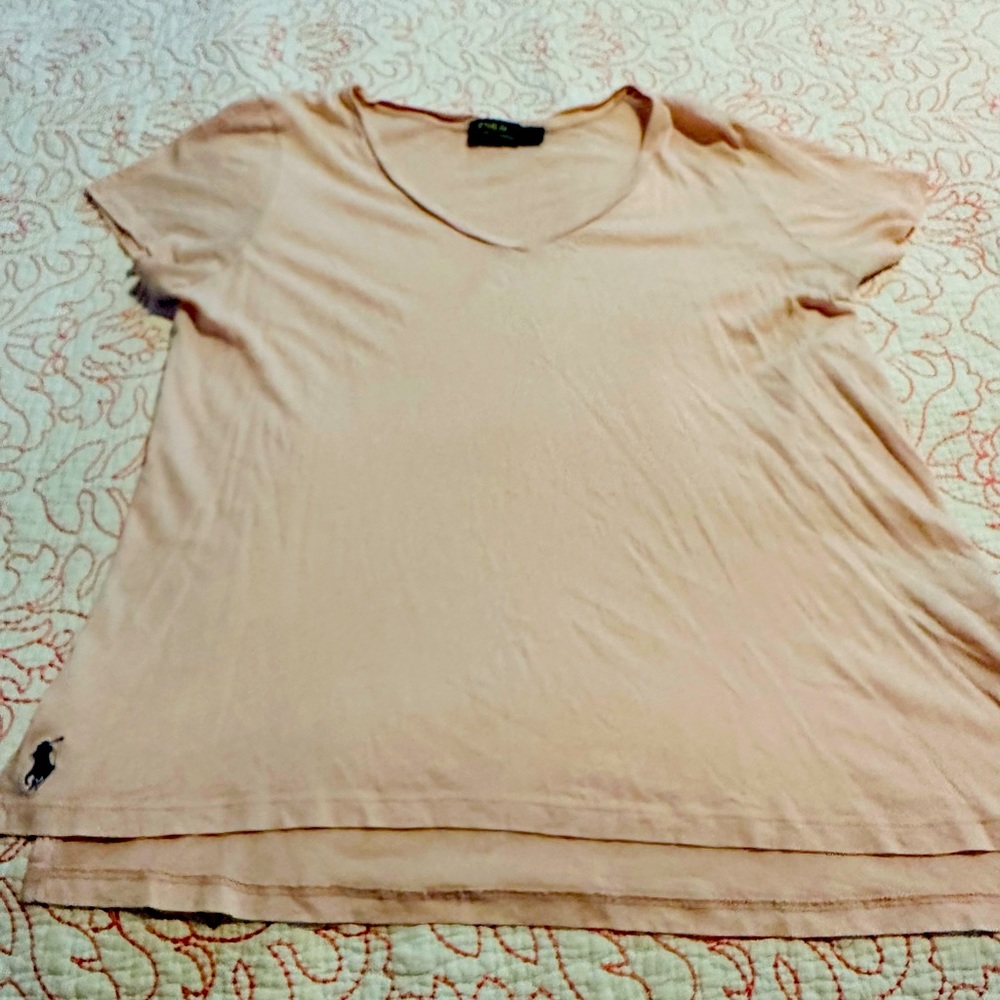 Polo Ralph Lauren Rose/Light Pink Short Sleeve V Neck Shirt